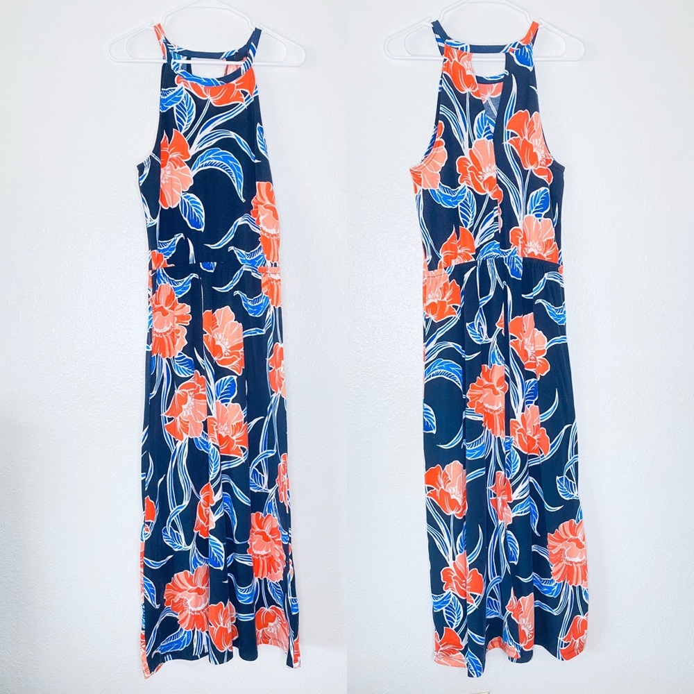 🍓 GAP Floral Tropical Casual Halter Long Maxi Dress Small